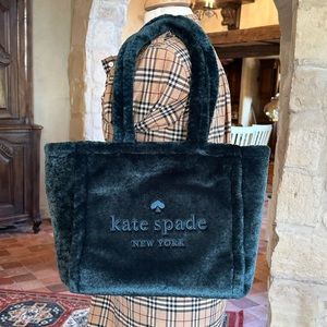 Kate spade Large Ella faux fur shearling tote peacock NWT Authentic